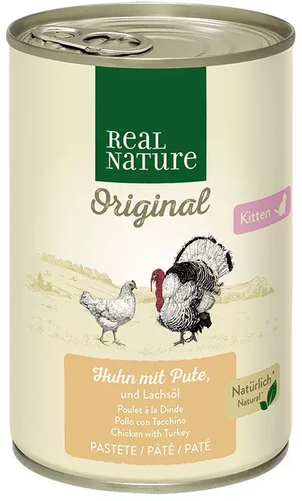 Expressz kézbesítés Real Nature Original macska konzerv kitten szárnyas&pulyka 6x400g