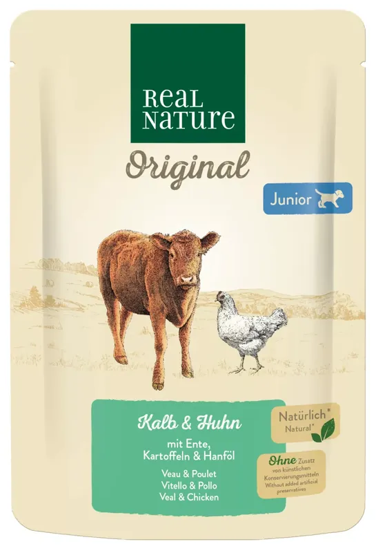 Real Nature Original kutya tasak junior borjú&csirke 6x300g Kedvezményes ár
