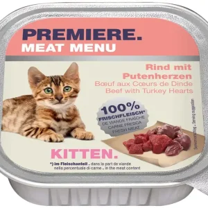 Olcsóbb Premiere Meat Menu macska tálka kitten marha&pulyka 16x100g