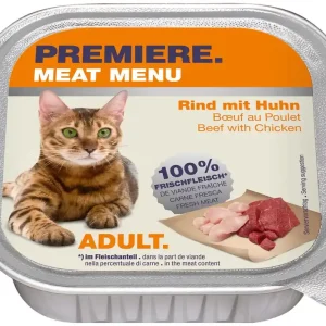 Premiere Meat Menu macska tálka adult marha&csirke 16x100g Utolsó esély