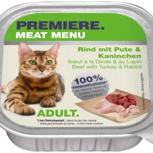 Ajánlat Premiere Meat Menu macska tálka adult marha&pulyka&nyúl 16x100g
