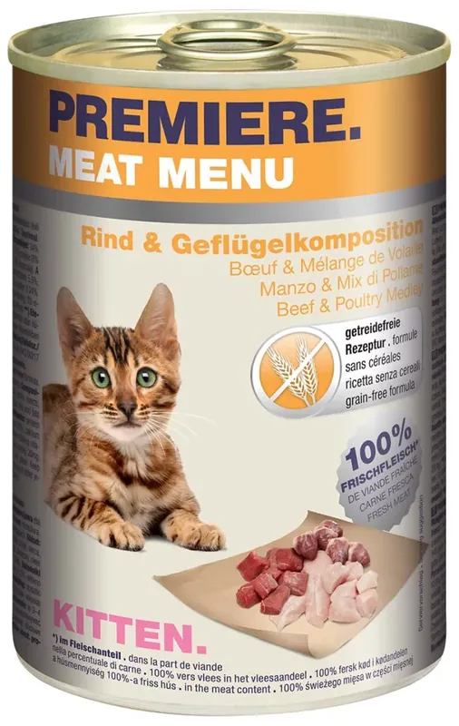Prémium Premiere Meat Menu macska konzerv kitten marha&szárnyas 6x400g