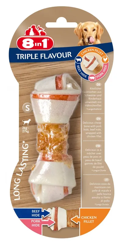 Újdonság 8in1 Triple Flavour kutya rágócsont S 35g 1db