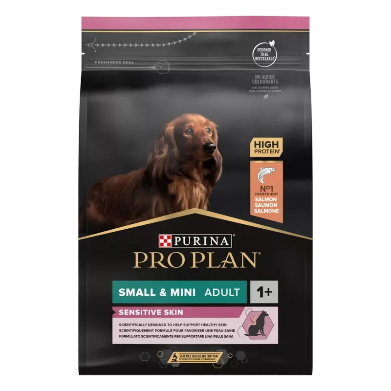 Pro Plan Small & Mini Adult Sensitive Skin lazacban gazdag száraz kutyaeledel 3kg Azonnali szállítás
