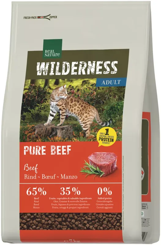 Real Nature Wilderness Pure Beef száraz macskaeledel adult marha 7kg Biztonságos fizetés