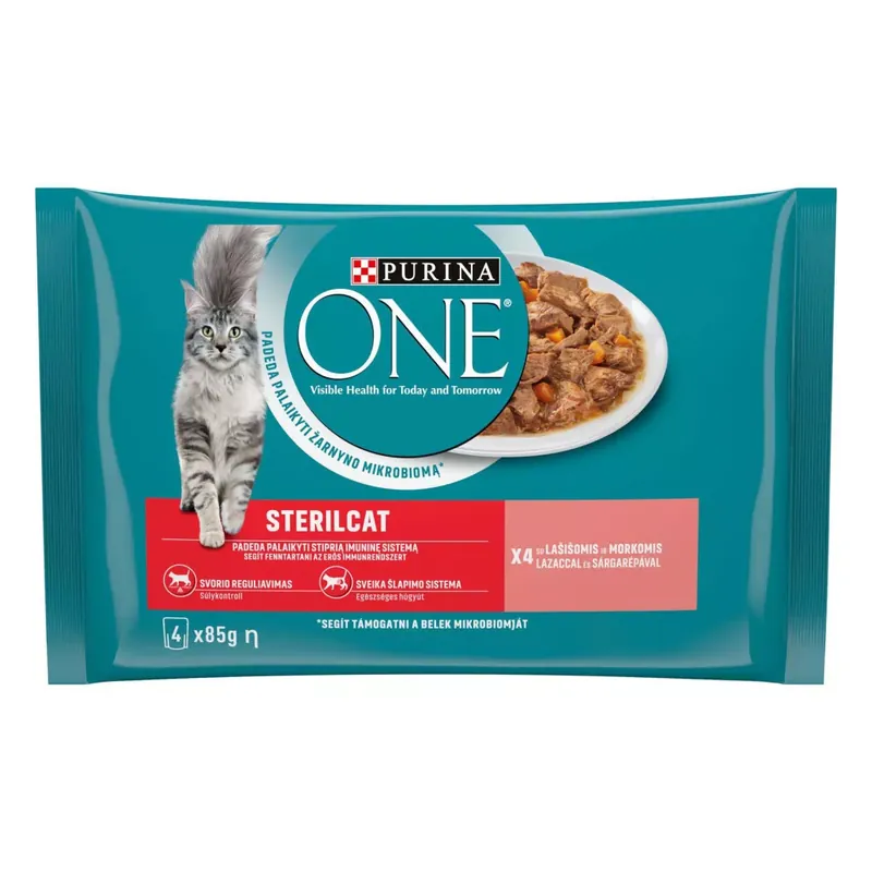 Szuper ajánlat Purina ONE macska tasak MP steril lazac&sárgarépa 4x85g