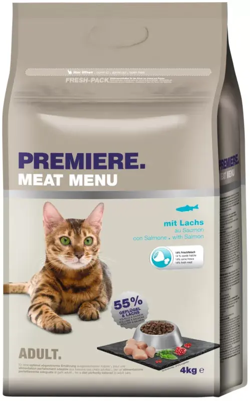 Végkiárusítás Premiere száraz macskaeledel adult lazac 4kg