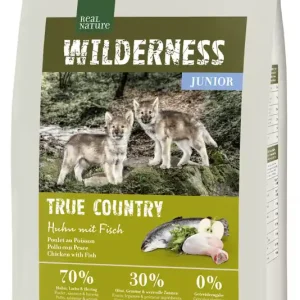 Végkiárusítás Real Nature Wilderness száraz kutyaeledel junior csirke&hal 4kg