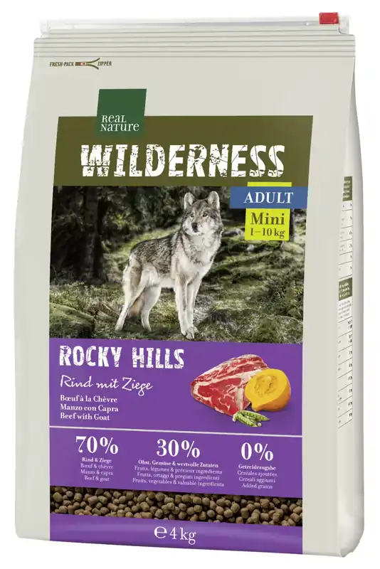 Real Nature Wilderness száraz kutyaeledel mini adult kecske&marha 4kg Prémium