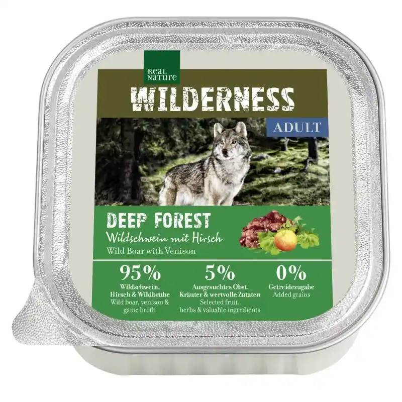 Akciós ár Real Nature Wilderness kutya tálka adult vaddisznó&szarvas 16x100g