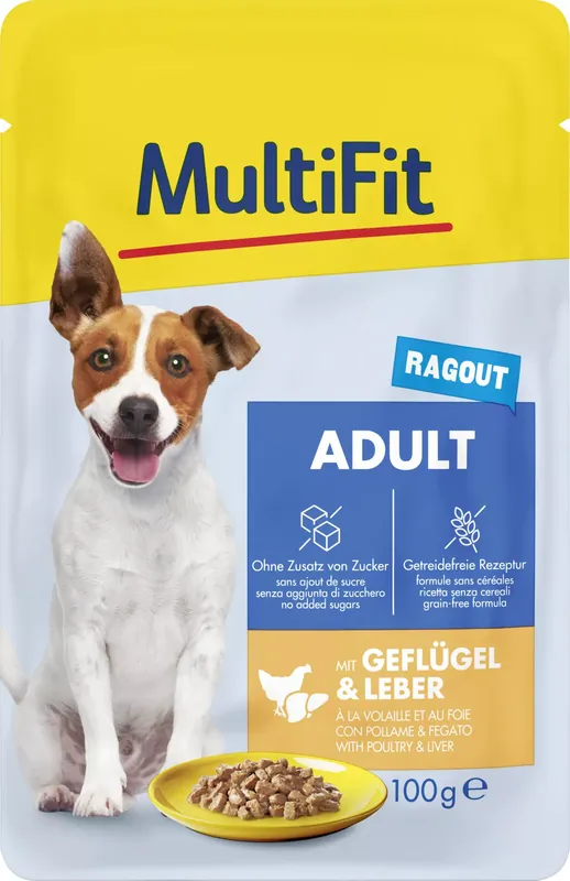 Ne maradj le MultiFit kutya tasak adult szárnyas&máj 24x100g