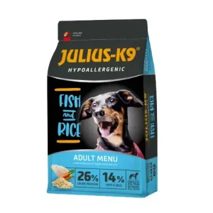 Árengedmény Julius K9 hipoallergén száraz kutyaeledel adult hal&rizs 12kg