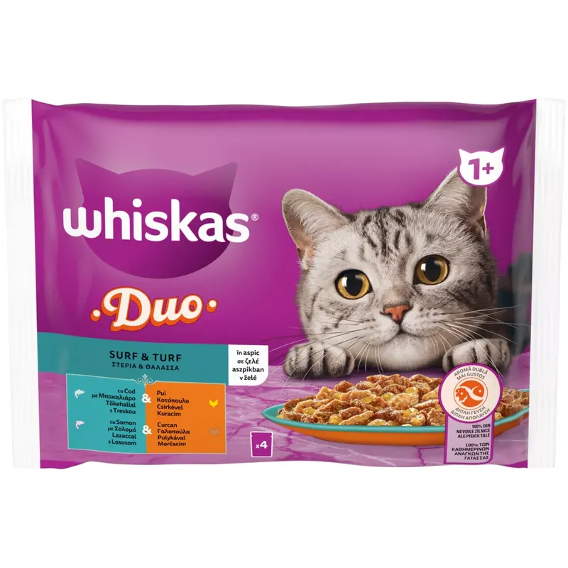 Whiskas macska tasak DUO MP halas&húsos válogatás 4x85g Újdonság