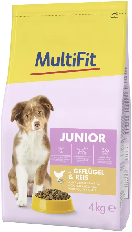 MultiFit Classic junior száraz kutyaeledel szárnyas&rizs 4kg Ne maradj le