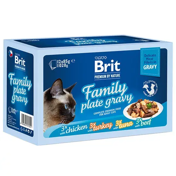 BRIT Family plate tasak adult macskaeledel szószban MP 12x85g Expressz kézbesítés