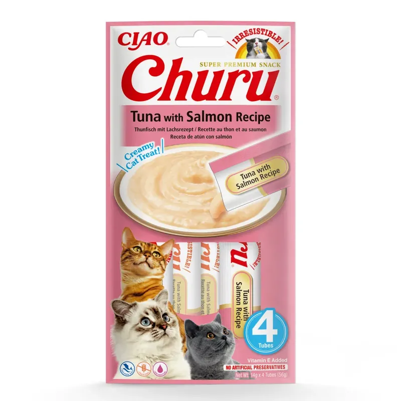Újdonság INABA Churu Ciao krém macska jutalomfalat tonhal&lazac 4x14g