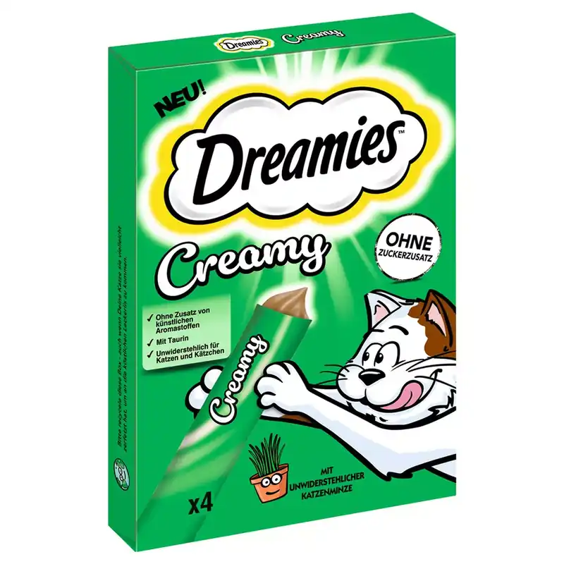 Újdonság Dreamies Creamy jutalomfalat macskamentával 4x10g