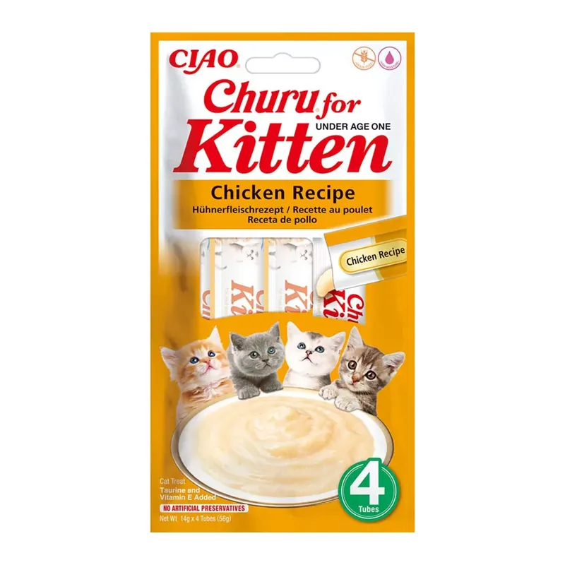 INABA Churu krém macska jutalomfalat kitten csirke 4x14g Gyors kiszállítás