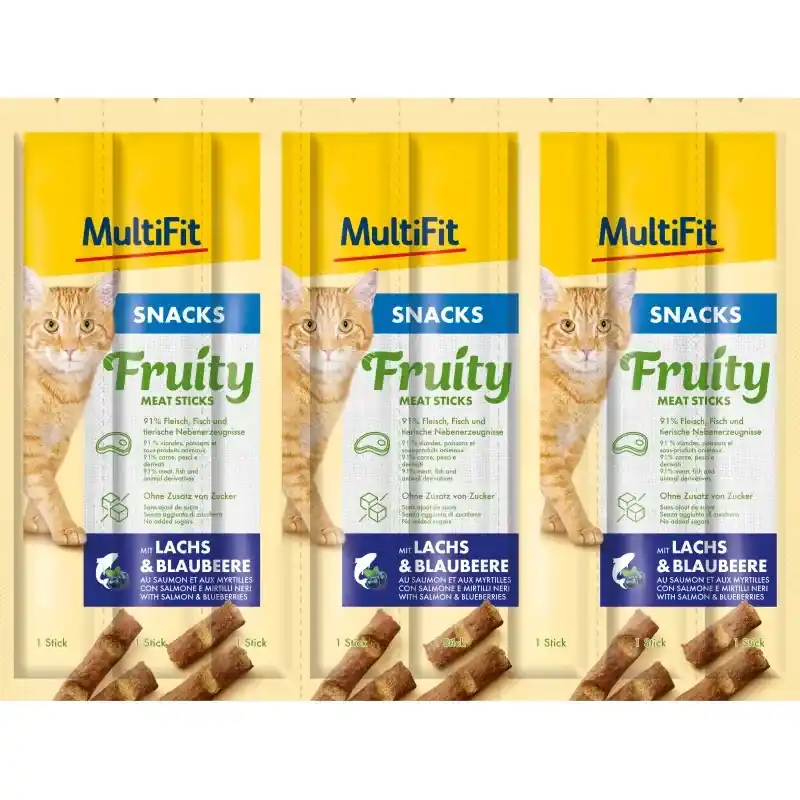 Outlet MultiFit Fruit Meat Sticks macska jutalomfalat lazac&áfonya 7x8x5g