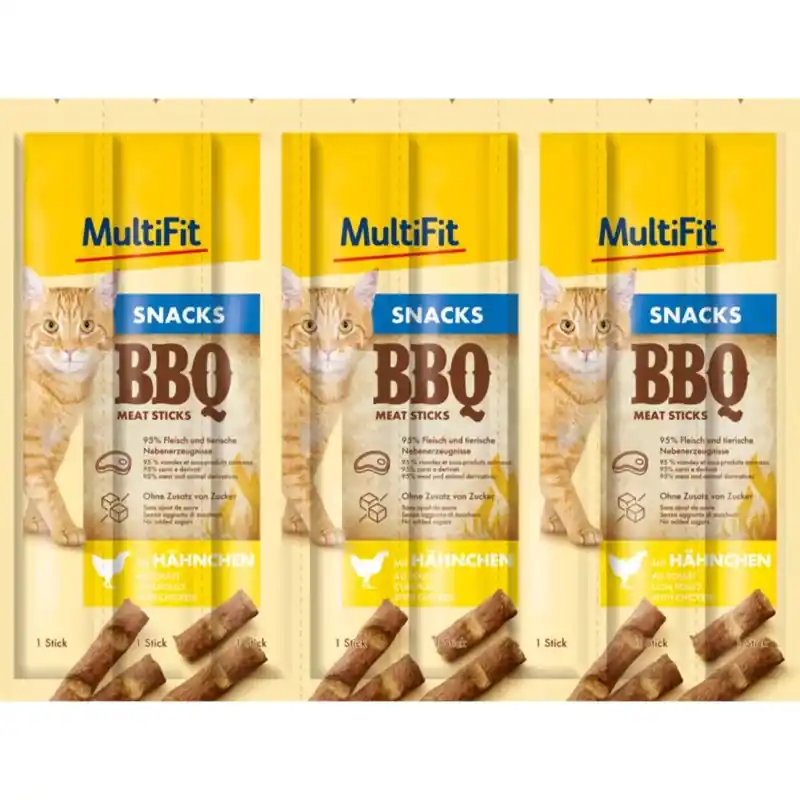 Szuper ajánlat MultiFit BBQ Meat Sticks macska jutalomfalat csirke 7x8x5g