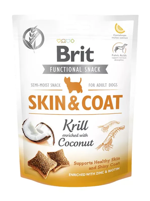 Brit Care Functional Snack skin&coat krill&kókusz 150g Alacsony ár