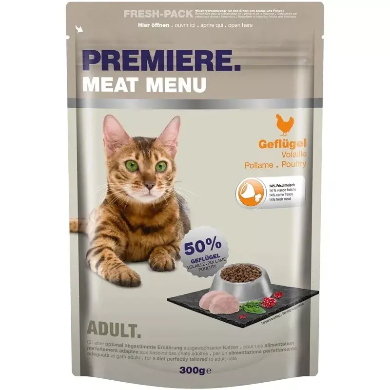 Gyors kiszállítás Premiere Meat Menü adult száraz macskaeledel szárnyas 300g