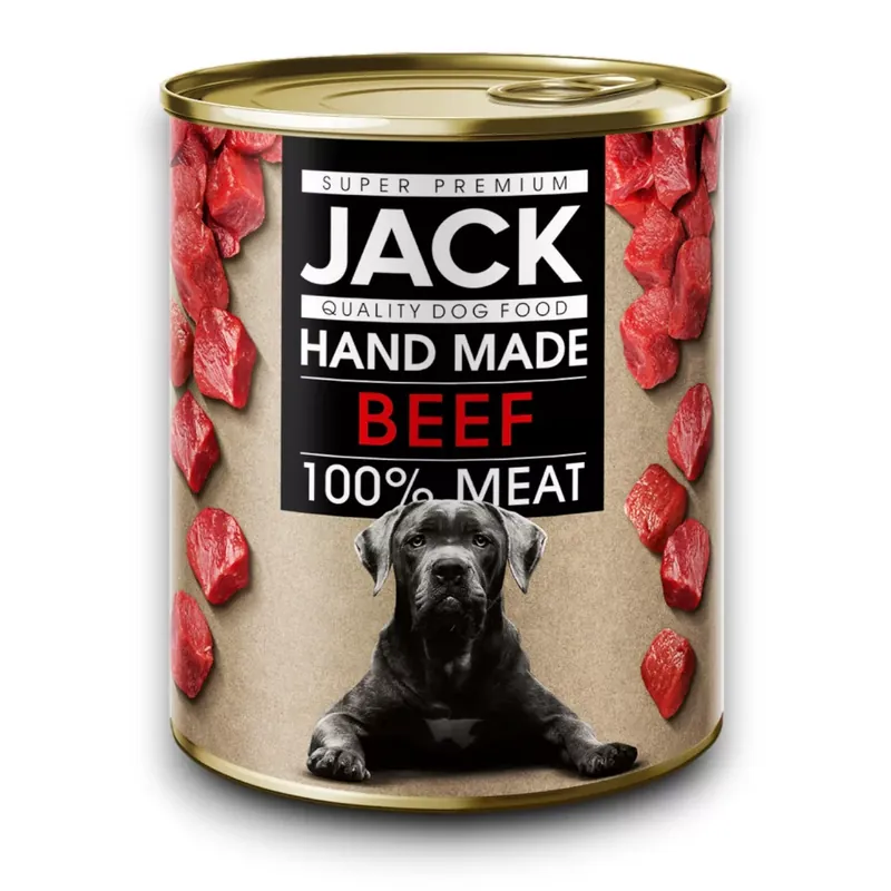 JACK 100% marhahús konzerv nedves kutyaeledel 8x800g Kihagyhatatlan ajánlat