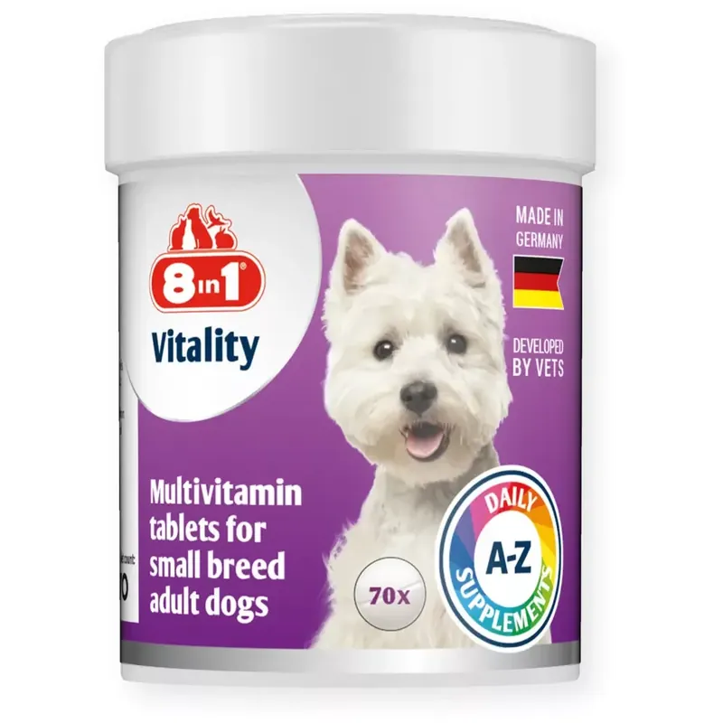 8in1 Vitality Multivitamin tabletta kistestű felnőtt kutyák számára 70 db Kiárusítás