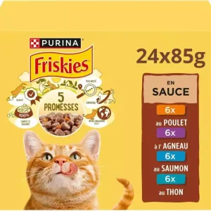 Friskies szószos nedves macskaeledel csirke&bárány&lazac&tonhal 24x85g Prémium