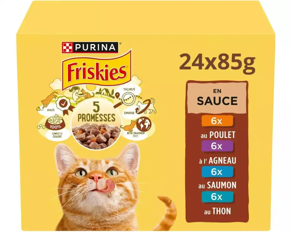 Friskies szószos nedves macskaeledel csirke&bárány&lazac&tonhal 24x85g Prémium