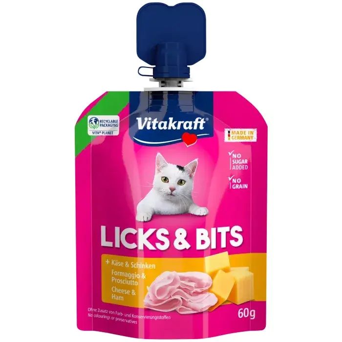 Vitakraft Licks&Bits krém macska jutalomfalat sajt&sonka 60g Vedd meg most