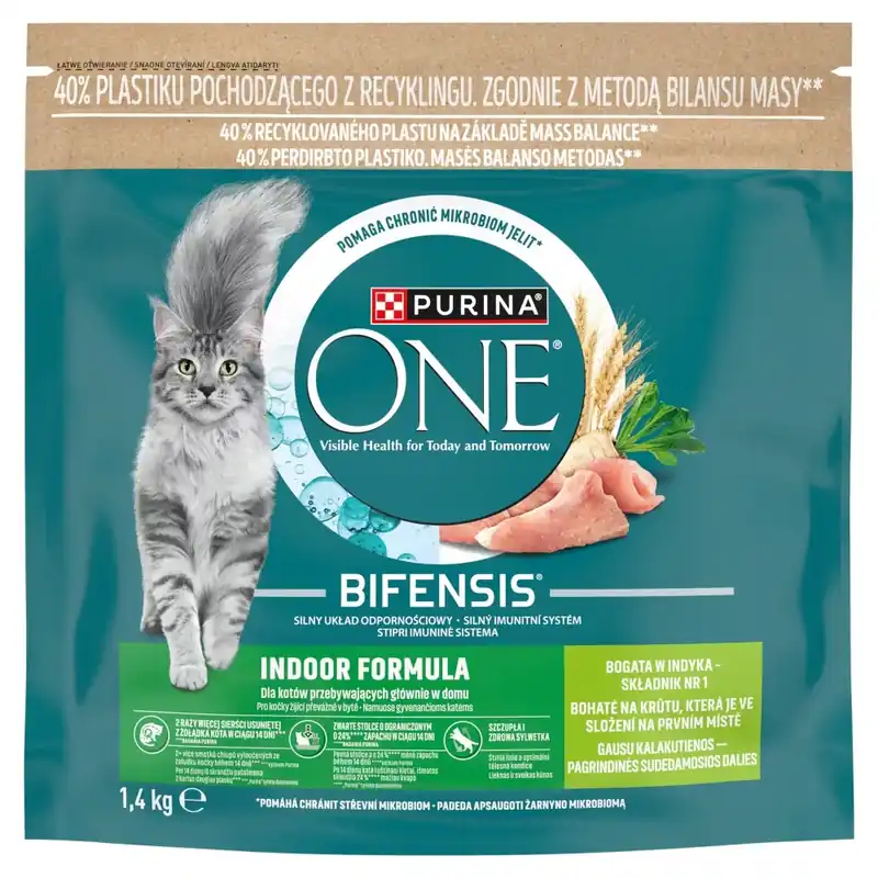 Különleges ajánlat Purina ONE Bifensis Indoor Formula száraz macskaeledel pulyka 1,4kg