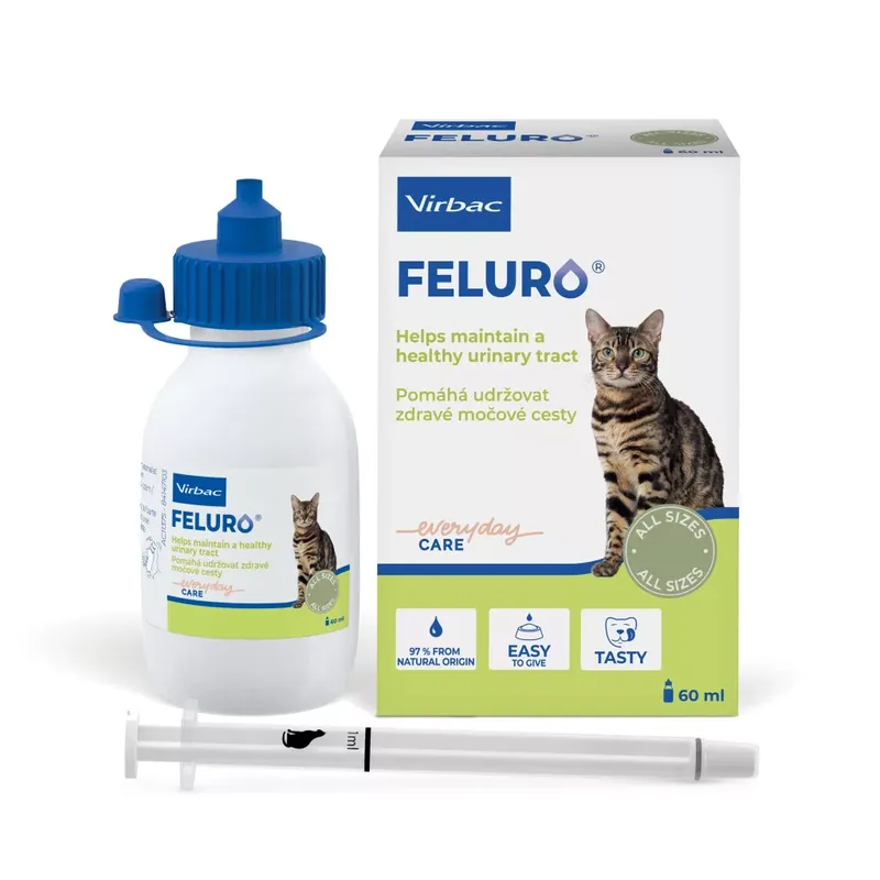 Virbac Feluro ízesített szuszpenzió húgyuti egészség kiegészítő eledel macskáknak 60ml Gyors szállítás