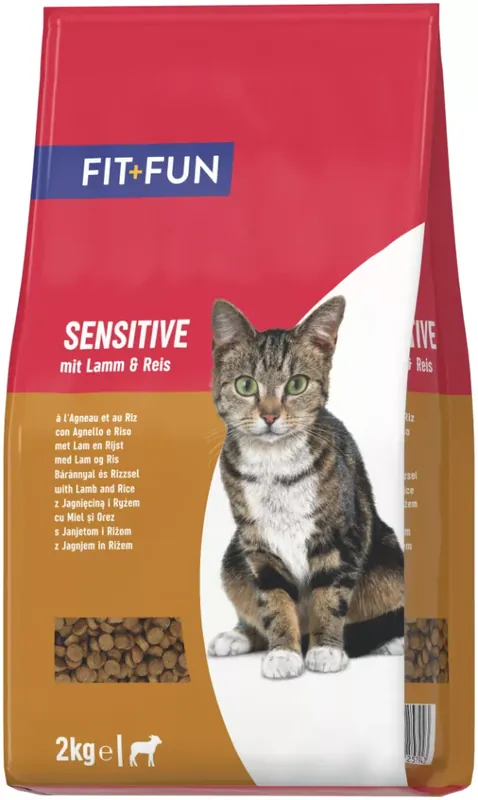Biztonságos fizetés Fit+Fun Sensitive adult száraz macskaeledel bárány&rizs 2kg
