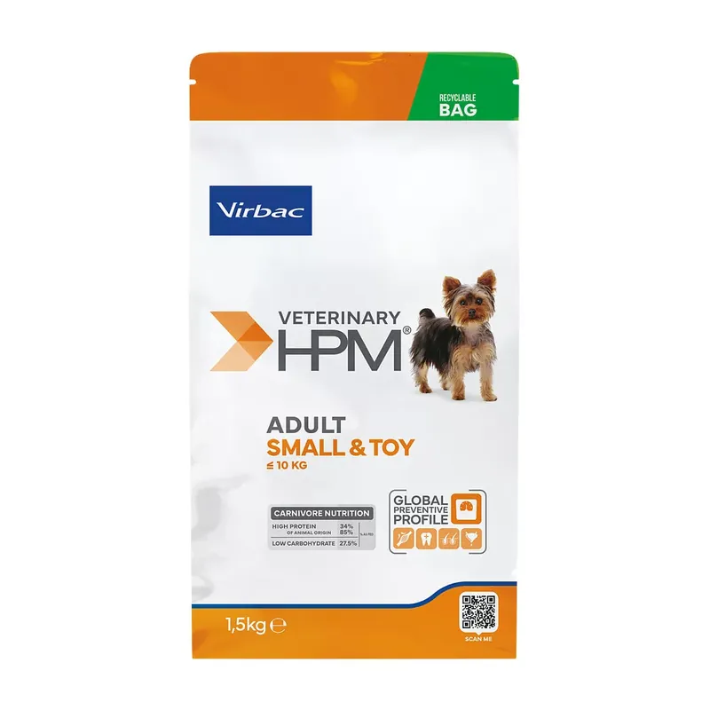 Akciós ár Virbac Veterinary HPM száraz kutyaeledel Small&Toy adult 1,5kg