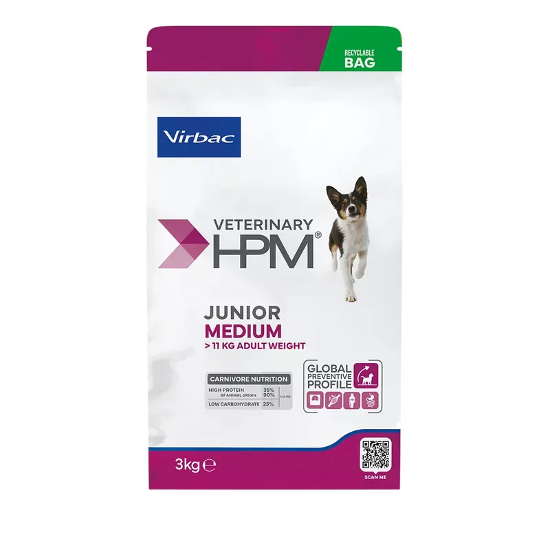Azonnal elérhető Virbac Veterinary HPM száraz kutyaeledel Medium junior 3kg