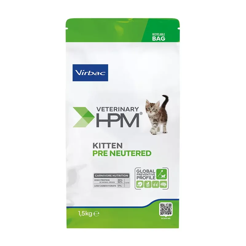 Virbac Veterinary HPM Pre Neutered száraz macskaeledel kitten 1,5kg Kiárusítás