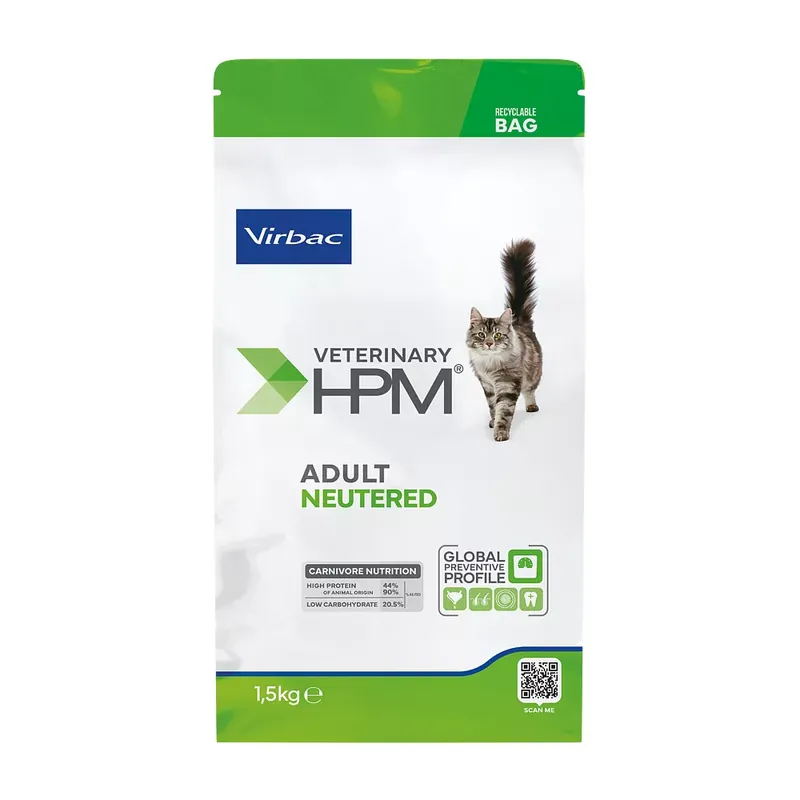 Akció Virbac Veterinary HPM Neutered száraz macskaeledel adult 1,5kg