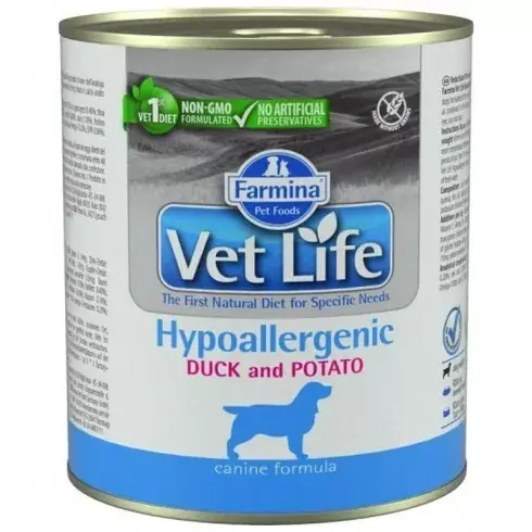 Ne maradj le Vet Life Natural Diet Dog Konzerv Hypoallergenic Duck & Potato