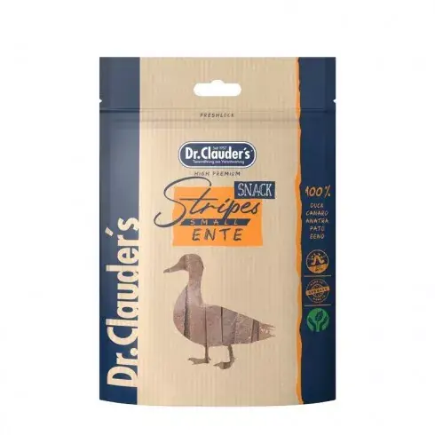 Biztonságos fizetés Dr.Clauders Dog Jutalomfalat Stripes Small Kacsahús csíkok 80g