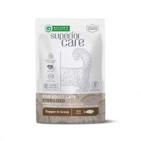 Vásárlói kedvenc Natures Protection SC Alutasak Adult Cat with tuna for sterilised topper 70g
