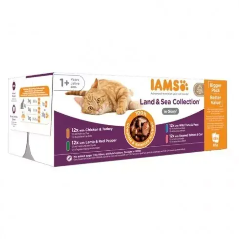 Utolsó esély Iams Cat Delights LAND & SEA IN GRAVY multipack