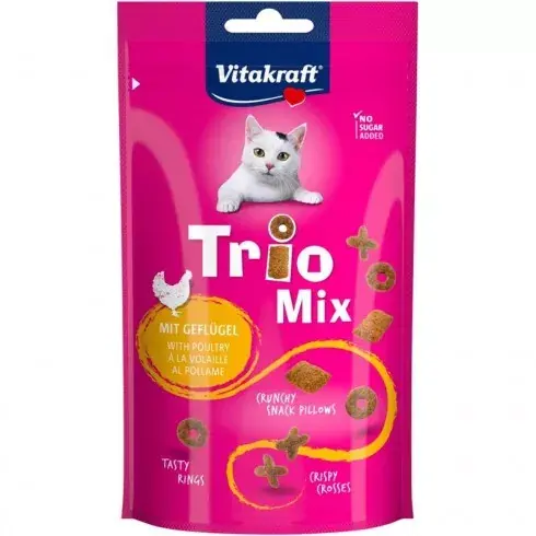 Biztonságos vásárlás Vitakraft Trio Mix Macska Jutalomfalat Szárnyas Hússal 60g