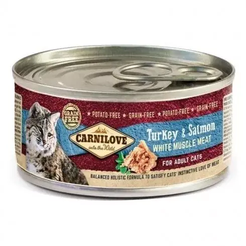Carnilove Cat Turkey & Salmon Can- Pulyka és Lazac Hússal Konzerv 100g Azonnali szállítás