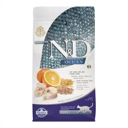 N&D Cat Ocean tőkehal,tönköly,zab & narancs Adult Kedvezményes ár