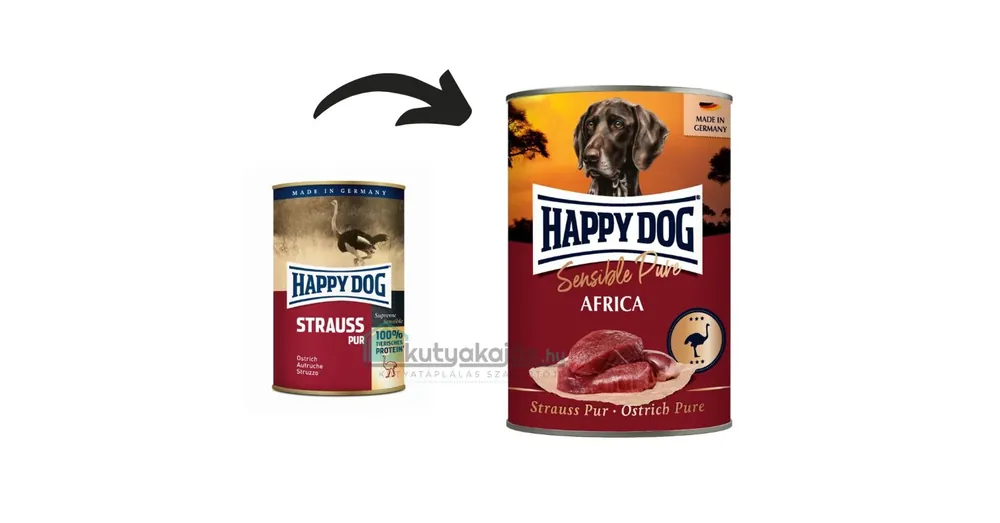 Szuper akció Happy Dog Africa Pur (Strucc) 400 gr