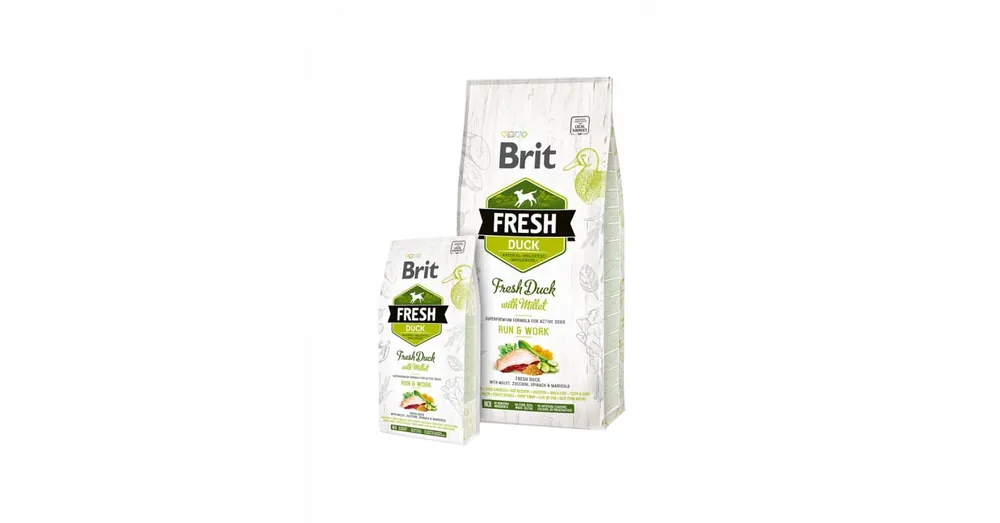 Azonnal elérhető Brit Fresh Kacsa és Köles Adult Run & Work 2,5 kg