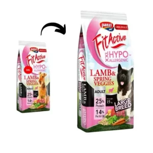 Kedvezmény Panzi FitActive ORIGINALS Adult Hypoallergenic Lamb & Spring Veggies XXL 15kg