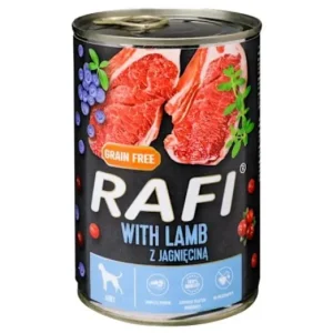 Rafi kutya pástétom bárány, vörös- és kék áfonyával konzerv 400g Gyors kiszállítás