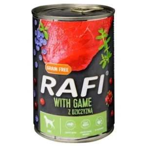 Rafi kutya pástétom vad, vörös- és kék áfonyával konzerv 800g Árcsökkenés